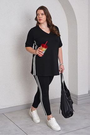 ست گرمکن سایز بزرگ مشکی زنانه سایز بزرگ Büyük Moda - کد 889681556