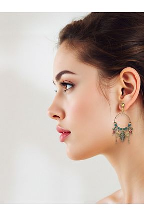 گوشواره جواهر طلائی منجق dela otantik - کد 680010402