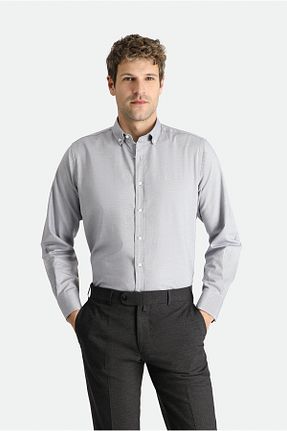 پیراهن طوسی مردانه رگولار Kiğılı - کد 802571474
