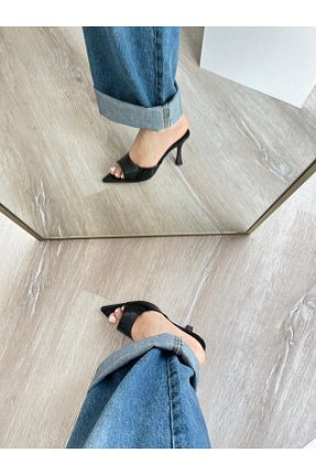 دمپائی مشکی زنانه چرم لاکی BPSHOES - کد 928485476