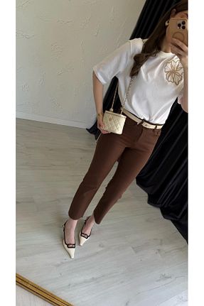 شلوار جین بژ زنانه پاچه تنگ elif teke - کد 867397371