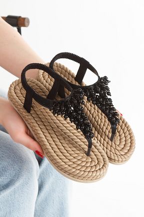 صندل مشکی زنانه پاشنه تخت HAYAT SHOES - کد 928511874