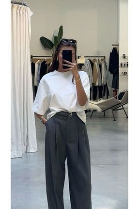 تیشرت سفید زنانه اورسایز MODA - کد 928653498
