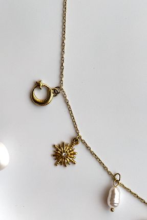 گردنبند استیل ( فولاد ) زرد زنانه استیل ضد زنگ Radino Collection - کد 928522856