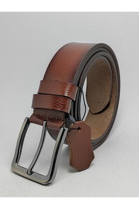 کمربند قهوه ای مردانه چرم خالص genuine leather company eds - کد 800182047