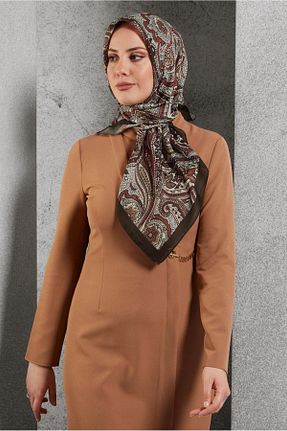 روسری قهوه ای پلی استر Alvina - کد 890410835