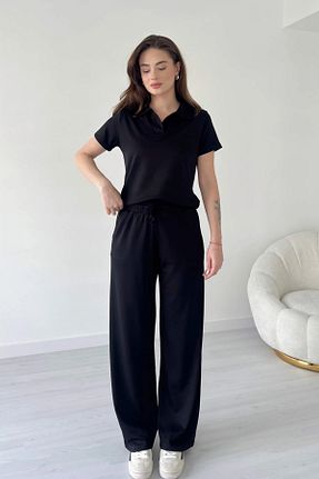 ست بالاتنه و پائین تنه مشکی زنانه بافتنی TrendyFashion - کد 928554010