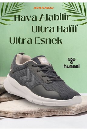 کفش اسنیکر طوسی زنانه بند دار hummel - کد 921561439