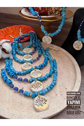 گردنبند جواهر آبی زنانه شیشه bizizmoda - کد 928526082