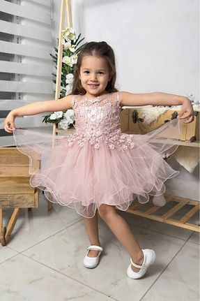 لباس مجلسی و فارغ التحصیلی صورتی بچه گانه پلی استر vestitino - کد 890818670