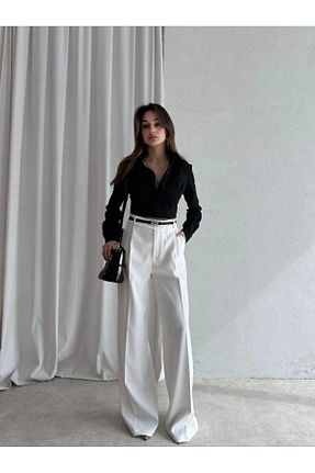 شلوار سفید زنانه کتان MODA DURAĞI - کد 928585692