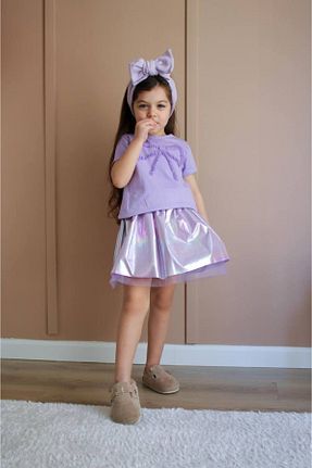 ست بالاتنه و پائین تنه بنفش بچه گانه بافت Lolliboomkids - کد 928929384