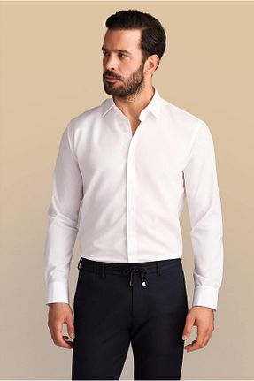 پیراهن سفید مردانه اسلیم فیت Kiğılı - کد 802499527