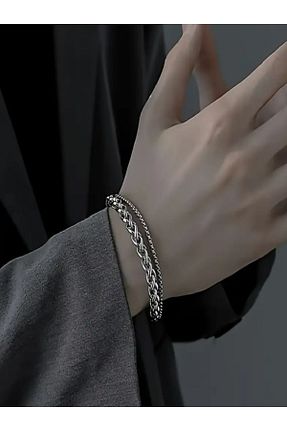 دستبند استیل (فولاد) طوسی مردانه استیل (فولاد) MK AKSESUAR - کد 928627308
