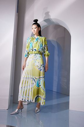 دامن سبز زنانه گلدار Senna Design - کد 928637804