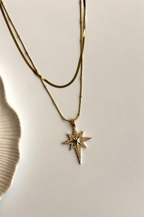 گردنبند استیل ( فولاد ) زرد زنانه استیل ضد زنگ Radino Collection - کد 928640063