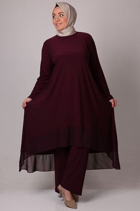 ست بالاتنه و پائین تنه حجاب بنفش زنانه سایز بزرگ Eslina - کد 659732052