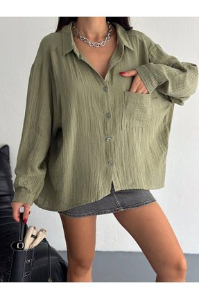 پیراهن خاکی زنانه اورسایز Yeys - کد 928641269
