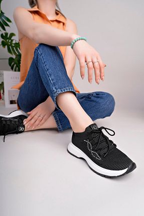 کفش اسنیکر مشکی زنانه بند دار homiro - کد 928650056