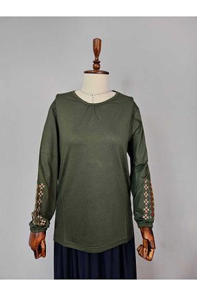 بلوز خاکی زنانه ساده Nacar Moda - کد 928647104