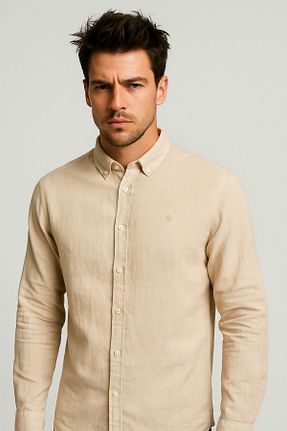 پیراهن بژ مردانه یقه پیراهنی Jack & Jones - کد 823019011