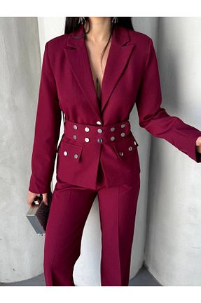 ست بالاتنه و پائین تنه زرشکی زنانه بافتنی BARG FASHION - کد 928654298