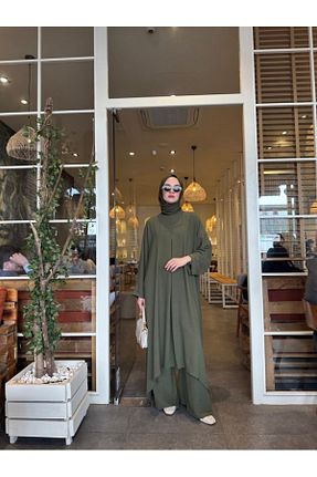 ست بالاتنه و پائین تنه حجاب خاکی زنانه Relaxed NS Moda - کد 928673783