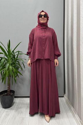 پیراهن حجاب بنفش زنانه Relaxed qooq - کد 928690617