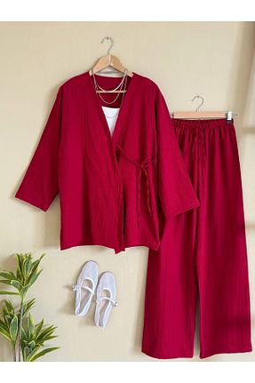 ست بالاتنه و پائین تنه زرشکی زنانه بافتنی ENDAMIM - کد 928699370