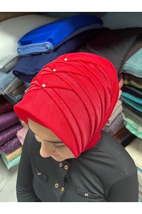 روسری قرمز پنبه ای Gülnur tasarım - کد 928730721