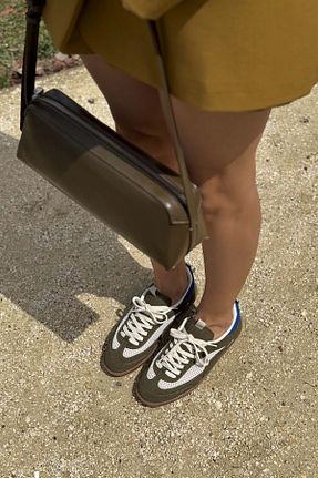کفش اسنیکر خاکی زنانه بند دار NİŞANTAŞI SHOES - کد 928421004