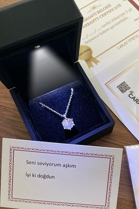 گردنبند نقره سفید زنانه 925 عیار CARAT STONE - کد 679613493
