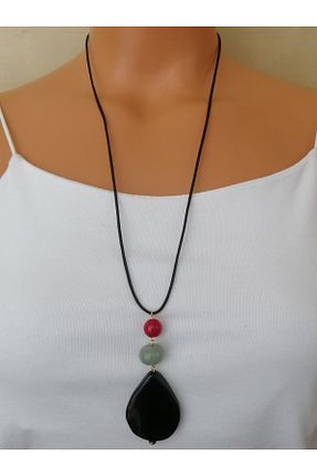 گردنبند جواهر قهوه ای زنانه چرم LemaStone - کد 900602732