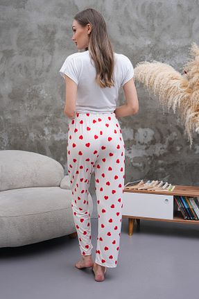 پائین تنه راحتی سفید زنانه پنبه - پلی استر - الاستین Arvin Pijama - کد 928754813
