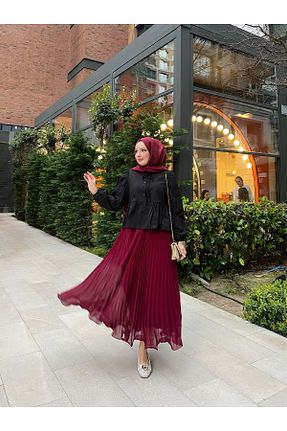 دامن حجاب زرشکی زنانه Çan RİELLA - کد 921653935