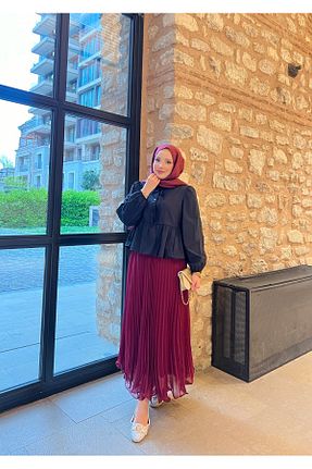 دامن حجاب زرشکی زنانه Çan RİELLA - کد 921653935