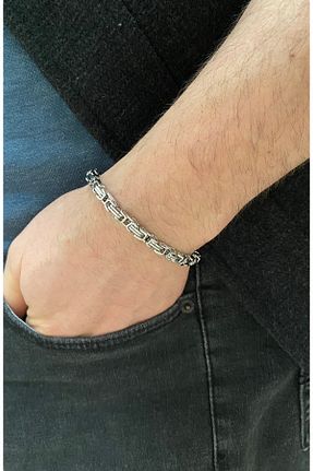 دستبند استیل (فولاد) طوسی زنانه استیل (فولاد) nss sky rock - کد 928765228