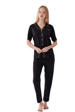 ست لباس راحتی مشکی زنانه ساده Pierre Cardin - کد 928769603