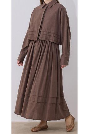 ست بالاتنه و پائین تنه قهوه ای زنانه بافتنی MOCCAA - کد 928771288