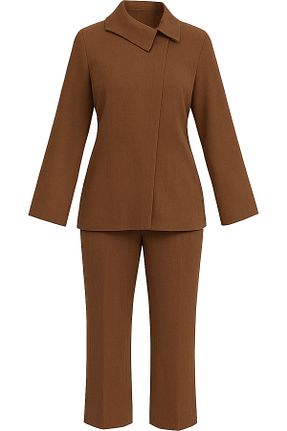 ست بالاتنه و پائین تنه قهوه ای زنانه Gömlek-Pantolon MODA - کد 917856630