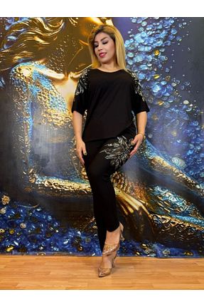 ست بالاتنه و پائین تنه مشکی زنانه بافتنی Yeşilmoda - کد 928804193