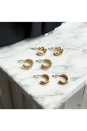 گوشواره استیل (فولاد) طلائی زنانه استیل (فولاد) ABLENZED - کد 896760485