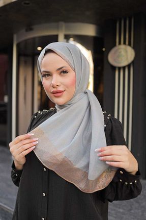 شال طوسی زنانه ابریشم Arwella - کد 928859347