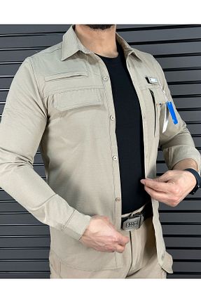 پیراهن بژ مردانه اسلیم فیت TAKTİK - کد 928865986