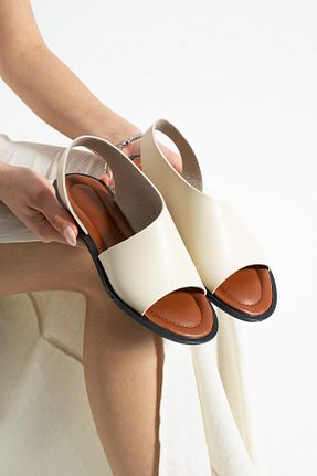 صندل بژ زنانه پاشنه تخت star shoes - کد 928867309