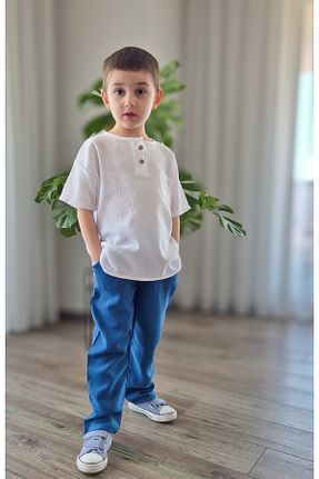 ست بالاتنه و پائین تنه آبی بچه گانه بافتنی BALKABAĞI - کد 823610535
