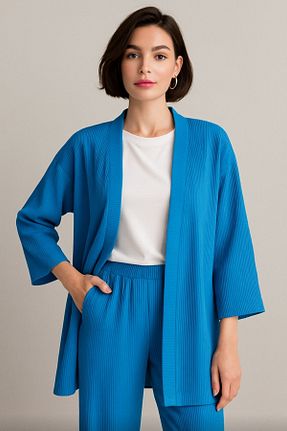 کیمونو و کافتان آبی زنانه پنبه ای Karadeniz - کد 839401534