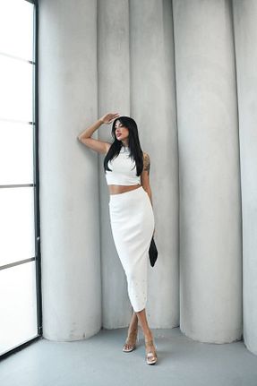 ست بالاتنه و پائین تنه نباتی زنانه تریکو Lusin - کد 928890711