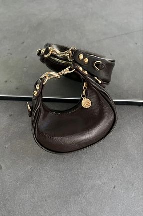 کیف دوشی قهوه ای زنانه چرم مصنوعی leonas - کد 928885163