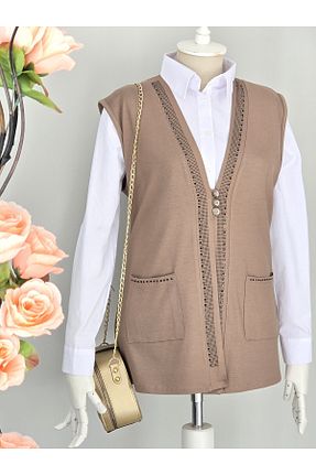 جلیقه سایز بزرگ بژ زنانه مام فیت ENDAMIM - کد 928889339